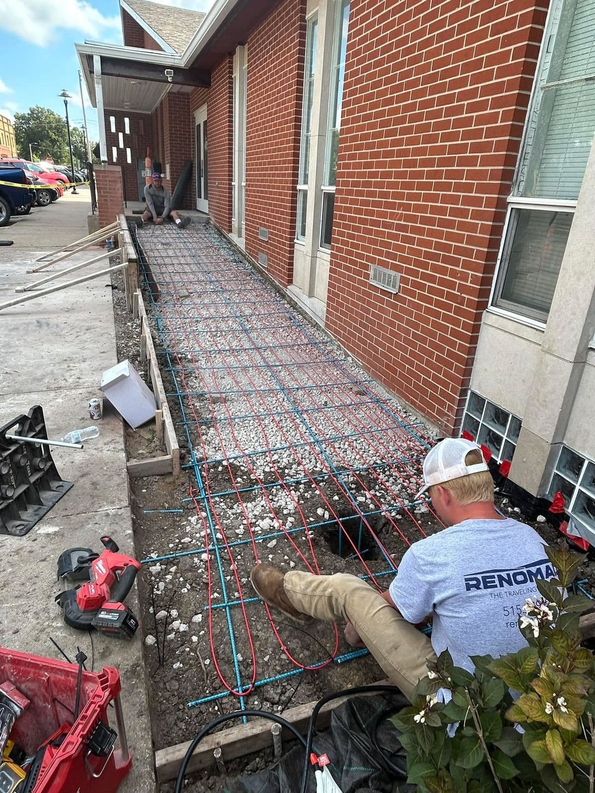 A rebar grid tied and ready for a pour