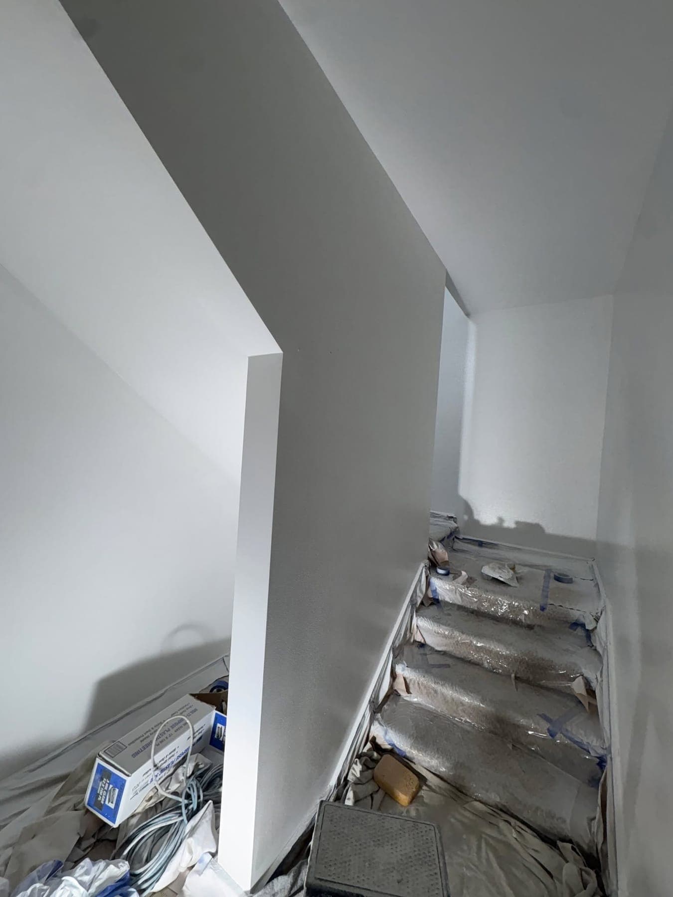 A finished landing and stair after painting